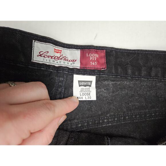 Vintage 90s Levi's 545 Jeans Men's 44x30 Black Loose Fit Baggy Brown Tab Y2K - Picture 10 of 11